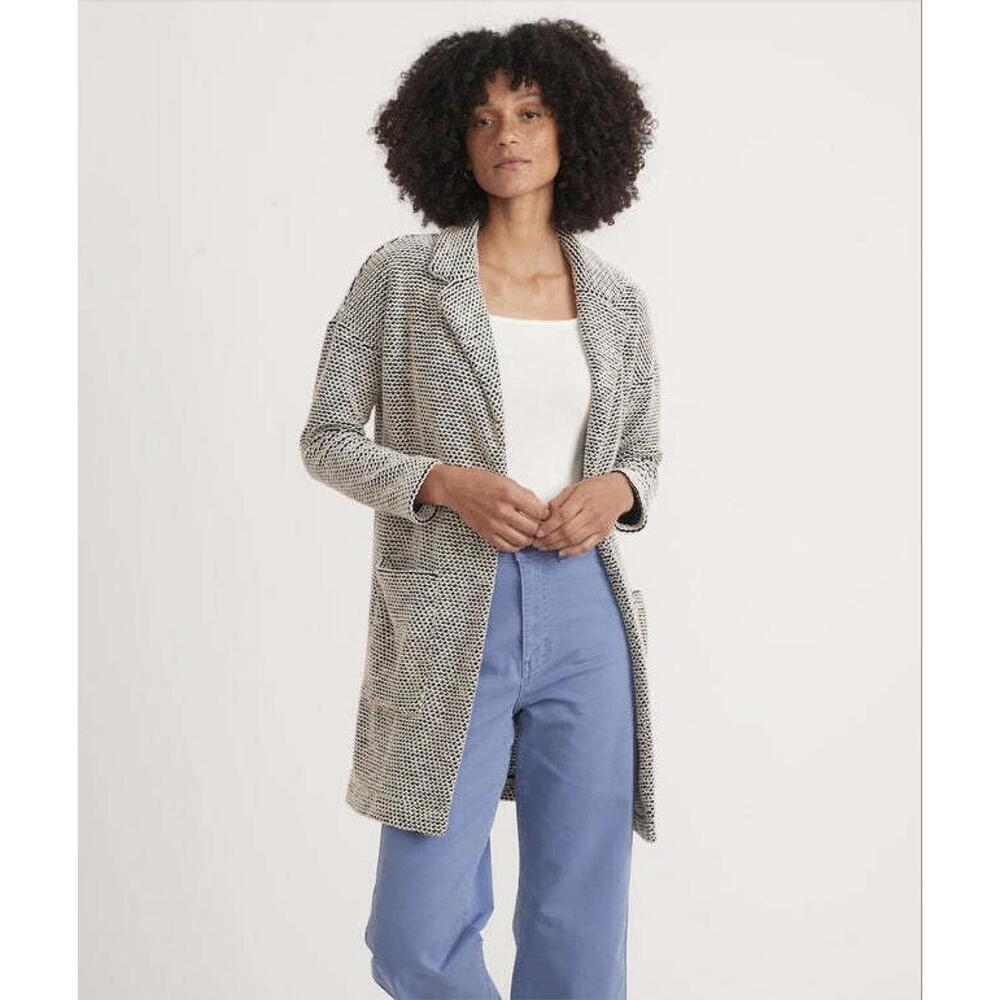 Marine Layer Birdseye Women's Long Textured Open Front Cardigan Size Small